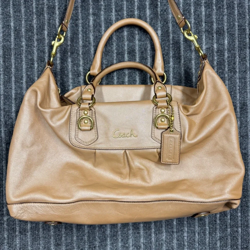 Coach Ashley Satchel Large Tan Leather Gold Hardware F15447 (2211)